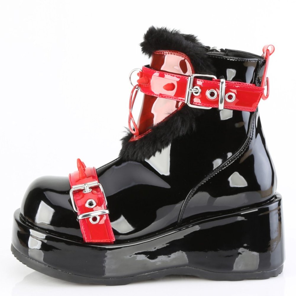 Gothic Heart Fur Platform Ankle Boots
